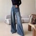 High Waist Blue Washed Jeans For Women – Relaxed Straight Leg Denim Pants (90s Vintage, Oversized Fit, Cotton-Blend, S-XL, Long Length)_ecoleips.com