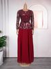 Women's Clothing Sequined Banquet Party Dress Elegant Sequin Evening Gown – Plus Size African Party Dress With Waist Belt (Chiffon & Glitter)_ecoleips.com
