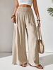 Aria Basics Cross-border European American 2025 New Casual Fashion Solid Color Lace-up Loose Wide-leg Women's Pants For Commuting_ecoleips.com