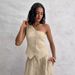 Women's Clothing One Shoulder Vest High Waist Wide Leg Pants Two Piece Suit_ecoleips.com