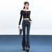 Fleece-lined Micro-flare Jeans Women, Winter Korean Style, Vintage Hot Girl Look, Slim Fit, Elongates Legs, Slimming,_ecoleips.com