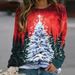 Festive Fleece Pullover – Christmas Tree Print Women's Long Sleeve Hoodie (S-3XL, Soft Polyester For Cozy Warmth, Streetwear & Casual Style)_ecoleips.com