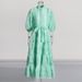 Women's Clothing High Grade Lantern Sleeve Water Soluble Embroidery Strap Dress_ecoleips.com
