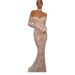 Women's Clothing American Style Sexy Backless Mermaid Wedding Dress Off Shoulder Short Train Travel Gown For New Style_ecoleips.com