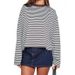 American Retro Striped Style Round Neck Long Sleeve T-shirt For Women, 2025 Early Autumn New Loose Casual Top_ecoleips.com