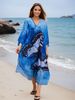 Plus Size Quick Drying Beach Cover Up Women's Loose Fit Kaftan Long Beach Robe Woven Front Design Wire Free_ecoleips.com
