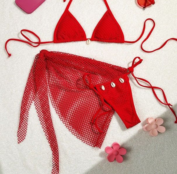 Women's Clothing Bikini Swimsuit Mesh Three Piece Split Bikini Swimsuit_ecoleips.com