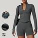 Women’s Clothing Stand Collar Zipper Long Sleeve Yoga Jacket Women Tight Quick Drying Yoga Clothing Outdoor Fitness Sports Tops_ecoleips.com
