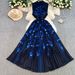 Women's Clothing High Grade Temperament Printed Stand Up Collar Sleeveless Dress For Women In Summer With Slim Waist And Pleated Long Skirt_ecoleips.com