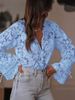 Women's Clothing Women's Casual Lace Shirt European American Style Hollowed Out Blouse Long Sleeve For Formal & Casual_ecoleips.com
