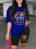 Summer Women's Casual And Fashionable GOD Letter Print Loose T-shirt+shorts Two-piece Sportswear Suitable For Daily Wear-103_ecoleips.com