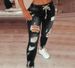 Women's High-Waisted Ripped Skinny Drawstring Pants Elastic Waist Trendy Denim European American Style 2025_ecoleips.com