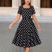 Women's Slim Fit Long Dress Red Polka Dots Wide Swing Cross Border Foreign Trade from Amazon Europe & America_ecoleips.com