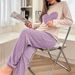 Factory Direct Cross-Border New Autumn Winter Women's Het Pajamas Two-Piece Pants Long Sleeve Loose Comfortable_ecoleips.com
