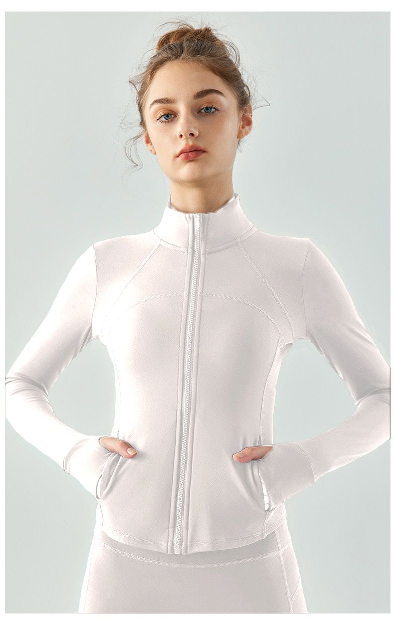 Lulu Fleece-Lined Yoga Jacket Women, High Elasticity, Slim Fit, Stand Collar, Sports Top For Spring Autumn, Running And_ecoleips.com
