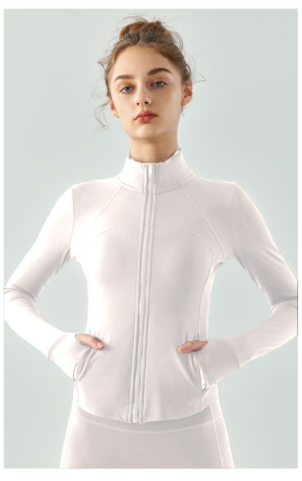 Lulu Fleece-Lined Yoga Jacket Women, High Elasticity, Slim Fit, Stand Collar, Sports Top For Spring Autumn, Running And_ecoleips.com