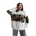 New Leopard Print Sweater Color Block Fashion Trend Loose Round Neck Lazy Style Early Autumn Women's Outerwear_ecoleips.com
