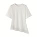 Women's Lace Patchwork T-Shirt Round Neck Short Sleeve Loose Top Style Summer Fashion Solid Color_ecoleips.com