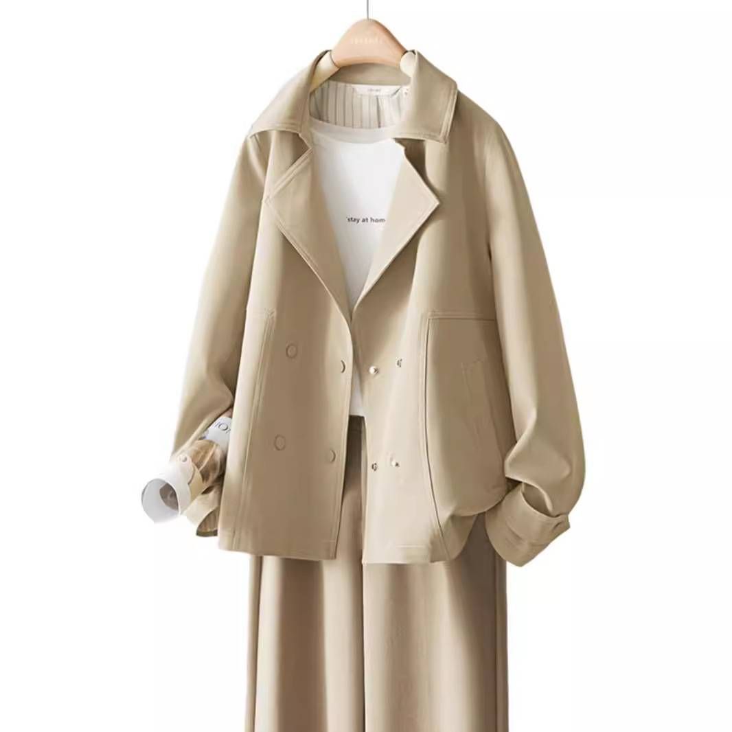 Women's Clothing Khaki Short Windbreaker Women Autumn New Loose Casual Small Thin Coat_ecoleips.com