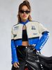 Vintage-Inspired Stand Collar Jacket – Embroidered PU Leather Zip-Up With Color Block Sleeves_ecoleips.com