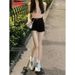 2025s Black Skinny Stretch Denim Shorts For Women, Summer Thin Korean Style, High Waist, Slimming, Height Enhancing, Girl_ecoleips.com