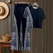 Leopard Print High Waisted Straight Leg Pants And Casual Short Sleeve T-Shirt Women's 2 Piece Set Comfortable Versatile Outfit_ecoleips.com