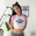 YANICE Printed Spicy Girl Raglan Color-Block T-Shirt Summer Women's Short Sleeve American Retro Slimming Top_ecoleips.com