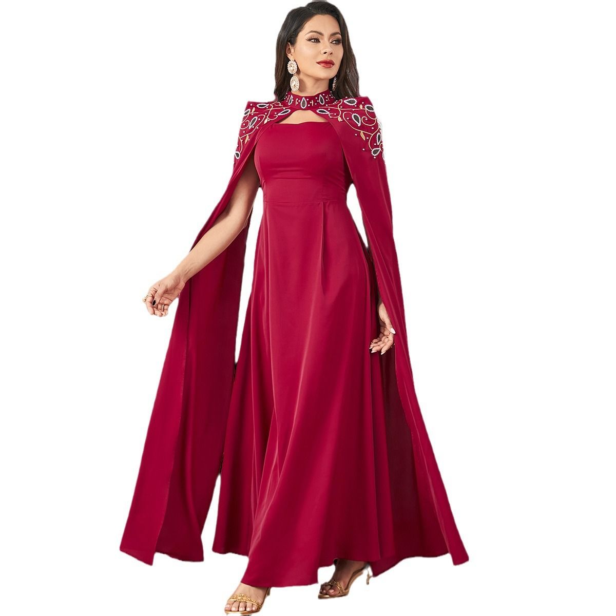 38852025 New Style Slim Fit Formal Long Skirt Embroidered Beaded Two-Piece Set Dress_ecoleips.com