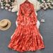 Women's clothing royal sister style dress for women Spring and Autumn 2022 new style lace-up waist slimming elegant temperament long skirt_ecoleips.com
