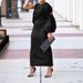 BN295 Women's Solid Color Dress Single Sleeve Hollow out Side Slit European And American Style Autumn Arrival E Commerce_ecoleips.com