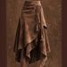 Women's Clothing Brown Suede A-Line Midi Skirt – Asymmetric Wrap Hemline With Tie Waist, Boho Autumn Skirt Stretch-Free Polyester Retro Flare Skirt_ecoleips.com
