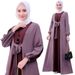 Muslim Dress Women Elegant Color Block Muslim Maxi Dress – Slim Fit Long Sleeve Abaya With Tie Waist_ecoleips.com