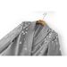 K New Gray Tailored Suit Set With Beaded And Sequin Details For Women's Fashion Short Skirt Two-Piece Set_ecoleips.com