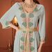 Women's Clothing Elegant Pea Green Lace-Trimmed Dress – Floral Embroidered V-Neck Maxi Dress With Layered Hemline_ecoleips.com