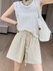K Short Shorts For Women, New High Waisted Wide Leg Mid Length Pants, Loose Casual Cropped Pants_ecoleips.com