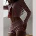 Women's Clothing Women's Summer Hot Selling Lace Edge Long Sleeved Cardigan Shorts Floral Print Home Leisure Suit_ecoleips.com