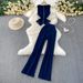 Women's Stylish Outfit Sleeveless Denim Vest High Waisted Wide Leg Pants Set Sophisticated Design round Neck Metal Buckles_ecoleips.com
