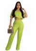 Women's Clothing With Pleated Solid Color Strapless Chest Wrap Loose Flared Pants Two Piece Suit_ecoleips.com