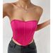 Aria Basics Aria Basics Cross-Border Glossy Tube Rhombus Crop Top Backless European And American Fishbone Waist Cincher Chest Wrap_ecoleips.com