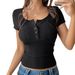 Voya Women's European And American Y2K Style Sexy Slim Short Sleeve T-Shirt Women's Fashion Spring Summer Short-sleeve Shirt_ecoleips.com