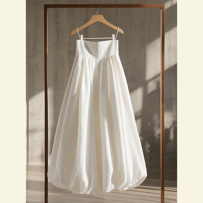 Women's Clothing This Year's Popular Pear-Shaped High Waist Slimming Flower Bud Skirt Unique Chic White Skirt Spring_ecoleips.com