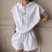 Women's Clothing Simple Temperament Letter Patch Drawstring Hooded Sweatshirt High Waist Casual Shorts Suit_ecoleips.com