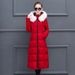 Girl Women's Long Winter Coat With Faux Fur Collar, Slim Fit Thermal Padded Jacket, Knee-Length Thickened Warm Parka For Cold Weather_ecoleips.com