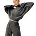 Cozy Fleece Hoodie & Jogger Set - Oversized Batwing Sleeve Loungewear (Black/White/Khaki/Gray) Fashion Trends_ecoleips.com