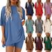 Modal Cotton Blend Short Sleeve T-Shirt & Shorts Set For Women, Relaxed Fit Casual Lounge Wear, Soft Breathable Summer Outfit In 10 Colors_ecoleips.com