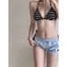 Red Striped Bikini Women's Two Piece Swimsuit Sexy Pure Delicate Vacation Style Hot Spring American Design_ecoleips.com