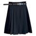 K Academic-style Pleated Midi Skirt For Women, New High-waisted Slimming Versatile Office Skirt With Belly Coverage. No Belt_ecoleips.com