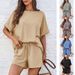 Summer Bestseller Women's Casual Set Oversized Short Sleeve T-Shirt Drawstring Shorts Sportswear_ecoleips.com