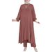 In Stock Muslim Women's Clothing Middle Eastern New Ice Silk Wrinkle Loose Solid Color Split Stand Collar Shirt Elegant_ecoleips.com