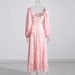 French-style Tea Break Dress For Women, 2026 Summer New Model, Pink, Waist-cinching, Slimming, Printed Fairy Long Dress,_ecoleips.com